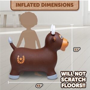 Brown Inflatable Buffalo Hopper Ride-On Toy for Kids pump not included